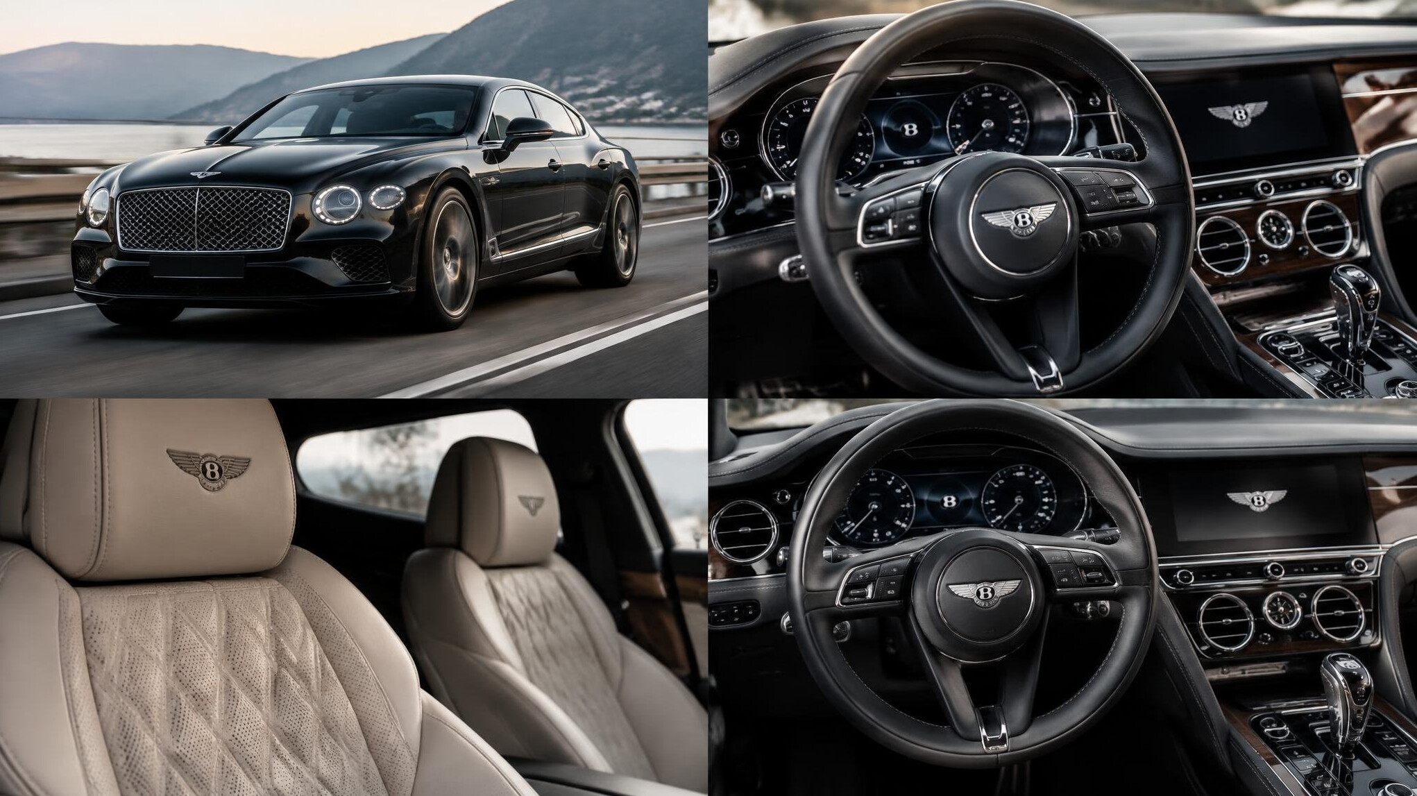black luxury sedan driving