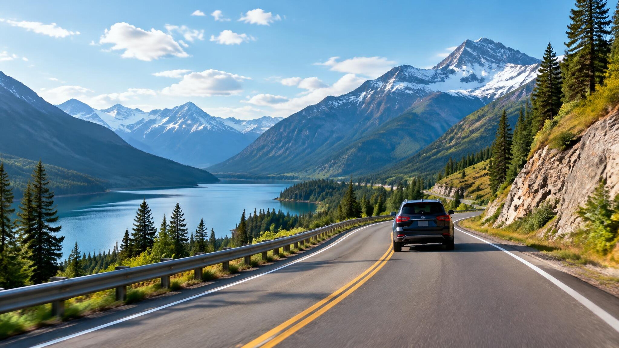 scenic mountain road trip
