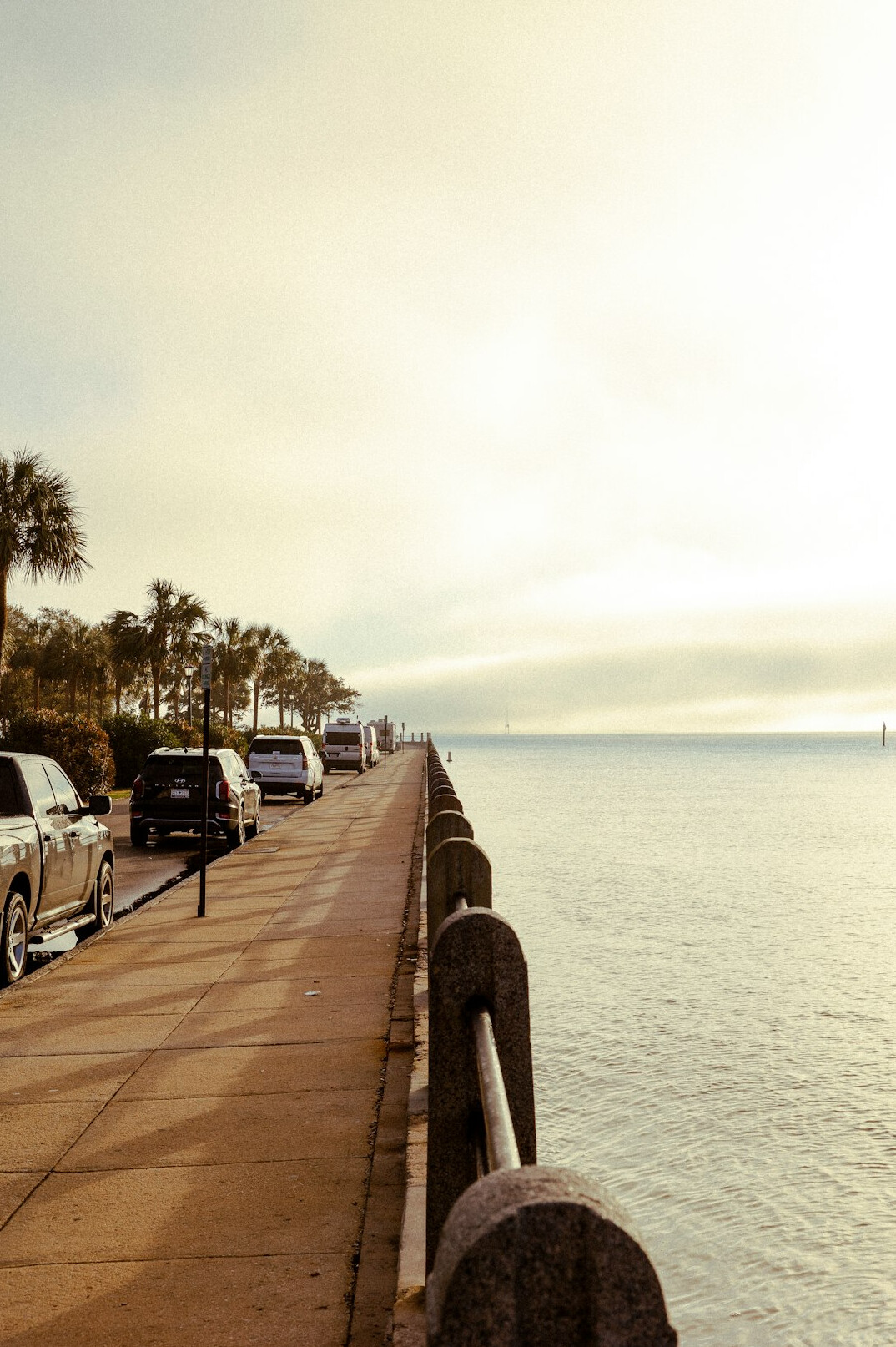 Classic car parked on a seaside promenade